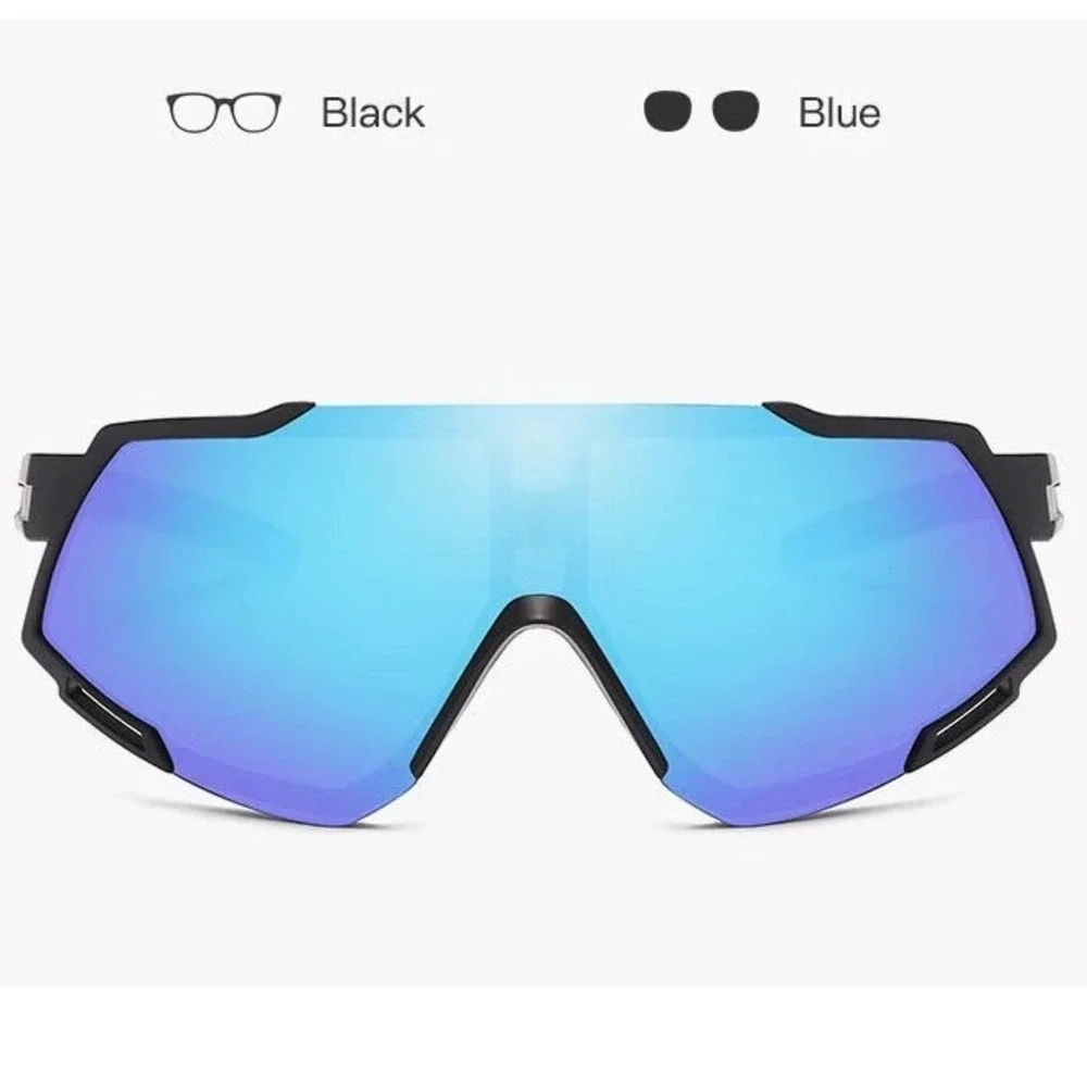 Men Sports Sunglasses Blue Mirror Lens‎ Outdoor Driving Golfing Fishing Shades